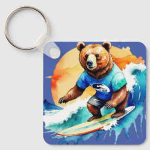 Chaveiro T-Shirt surf de urso engraçado