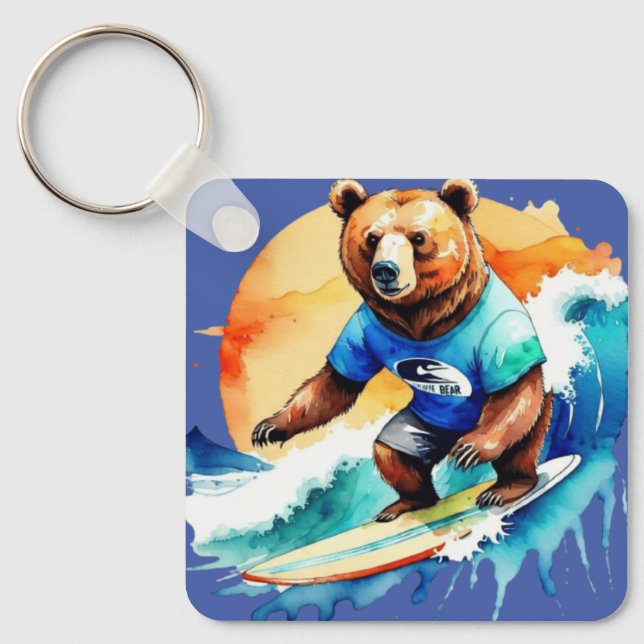Chaveiro T-Shirt surf de urso engraçado (Frente)