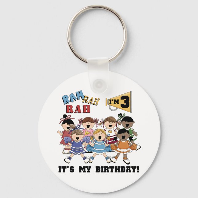 Chaveiro T-shirts e cheerleader de aniversário de 3 anos (Frente)