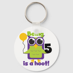 Chaveiro T-shirts e presentes de 5 de Aniversário da Hoot O