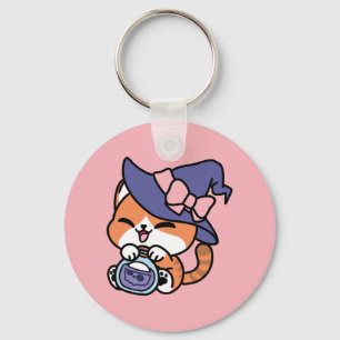 Chaveiro Tabby Witch Brew – Design de Gato de Halloween Fof