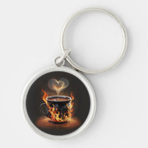Chaveiro Taça de café de Natal com arte a vapor de coração