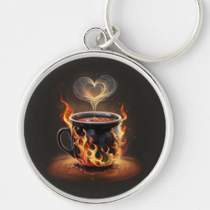 Chaveiro Taça de café de Natal com arte a vapor de coração