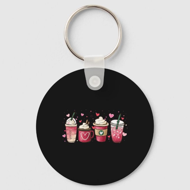 Chaveiro Taças de Café com Leite Rosa Feliz Dia dos Namorad (Frente)