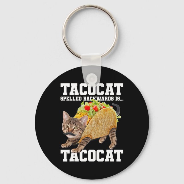 Chaveiro Taco Cat Ortografado Para Trás É Tacocat Memória B (Frente)