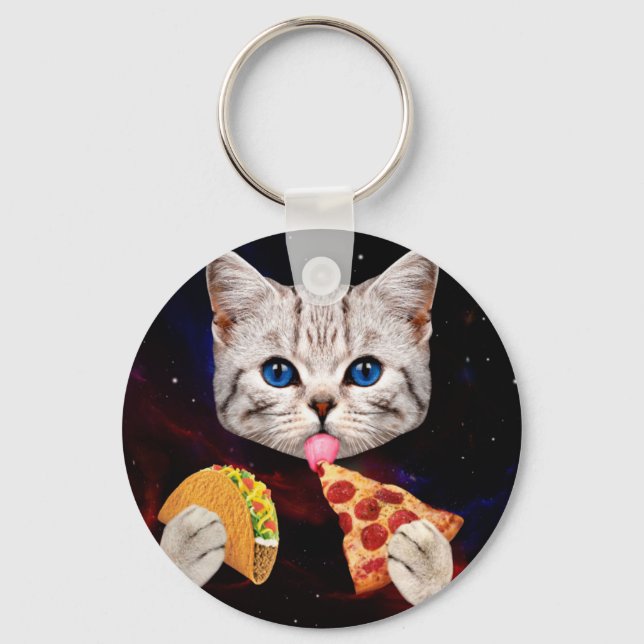 Chaveiro Taco, gato e pizza (Frente)