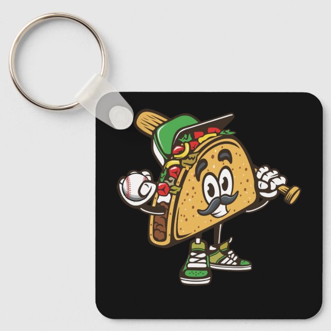 Chaveiro Taco Jogando Baseball Softacos Tacos Mexicanos Fes (Frente)