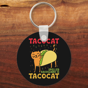 Chaveiro Tacocat Escrito ao Contrário Tacos Gatos Cinco De 