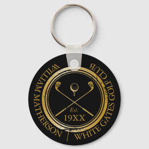 Chaveiro Tacos de golfe personalizados preto e dourado