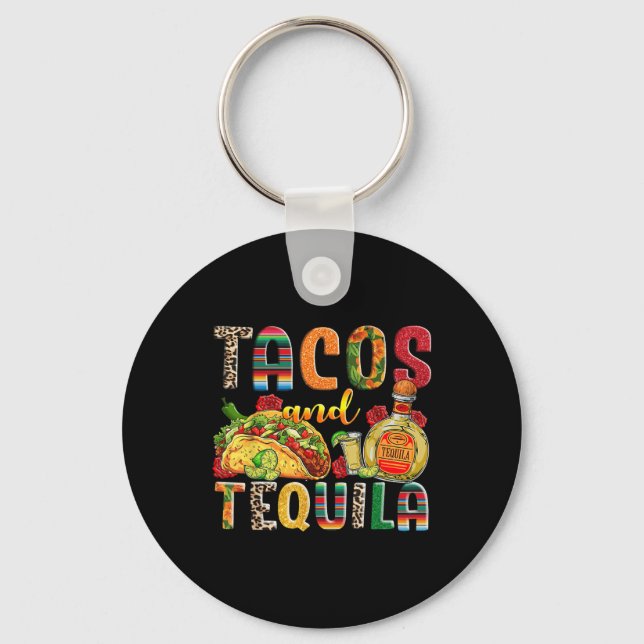 Chaveiro Tacos E Tequila Bebendo Engraçado Taco Comida Mexi (Frente)