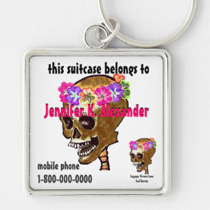 Chaveiro Tag da identificação do saco da bagagem do crânio