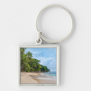 Chaveiro Tahiti Sand Beach Blue Sky Palm Trees