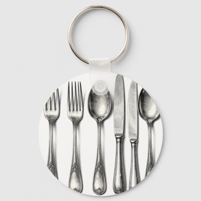 Chaveiro Talheres de Prata Antigos para Cozinha  (Frente)