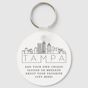 Chaveiro Tampa, Flórida Estilizada Skyline Slogan Persona