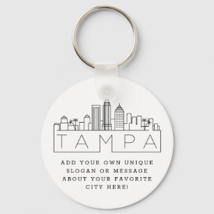 Chaveiro Tampa, Flórida Estilizada Skyline   Slogan Persona