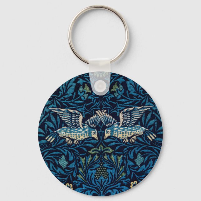 Chaveiro Tapeçaria Floral Clássica William Morris Blue Bird (Frente)