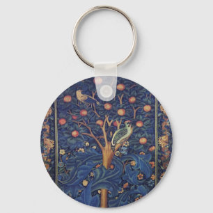 Chaveiro Tapeçaria Pica-Pau de William Morris Design Azul
