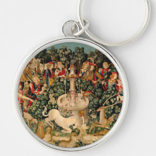 Chaveiro Tapeçarias de Unicórnio Medieval Impressas: Met Cl