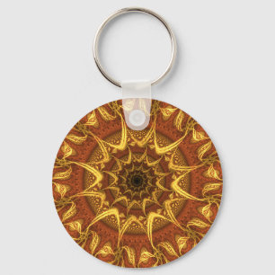 Chaveiro Tapete do teste padrão Dourado da mandala de Sun