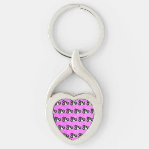 Chaveiro Tapetes, teclas metálicas, cor-de-rosa