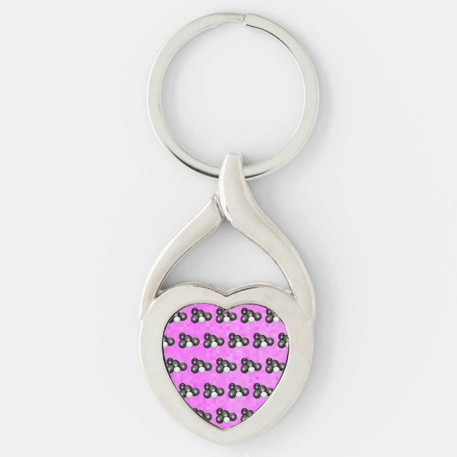 Chaveiro Tapetes, teclas metálicas, cor-de-rosa (Frente)