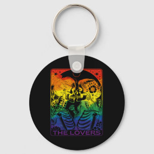 Chaveiro Tarot Card Os Amantes Arco-Íris Beijando A Pele Lé