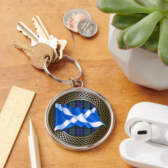 Chaveiro Tartan Clan Baird Nó e Bandeira (Mesa)