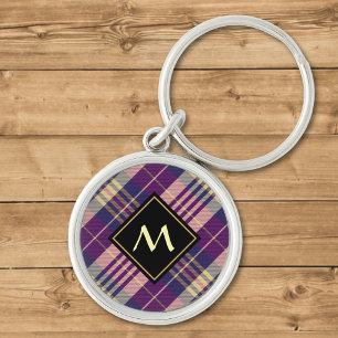 Chaveiro Tartan roxo, Dourado e azul