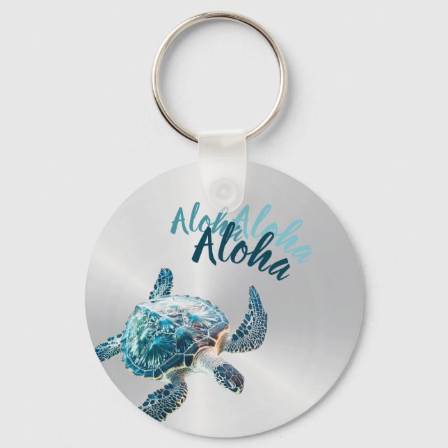 Chaveiro Tartaruga 3D Prata Aloha (Frente)