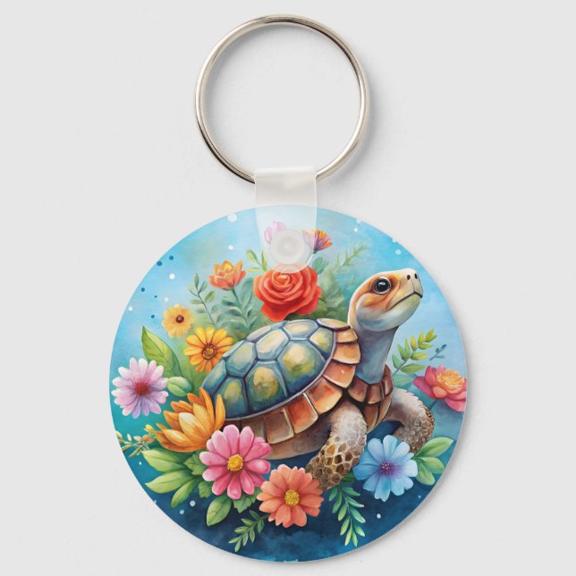 Chaveiro Tartaruga Floral (Frente)