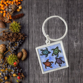 Chaveiro Tartarugas Abstrato coloridas