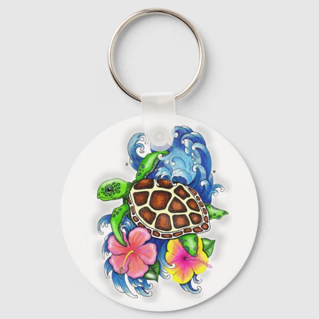 Chaveiro Tartarugas do mar tropical (Frente)