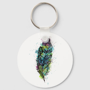 Chaveiro Tatuagem da pena da aguarela