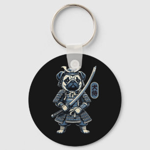 Chaveiro Tatuagem de Cachorro Samurai Japonês Feminino, Pug