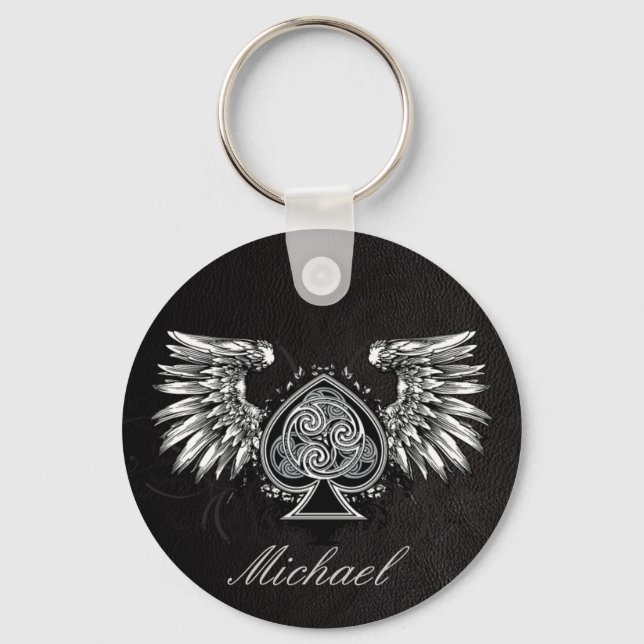 Chaveiro Tatuagem de couro Urbana Asa Celta Nó Celta Chavei (Frente)