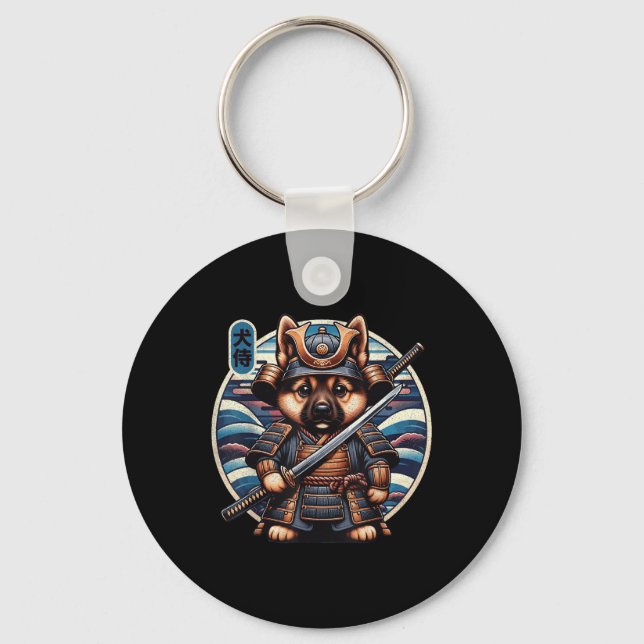 Chaveiro Tatuagem do cão Samurai japonês, German shepherd K (Frente)