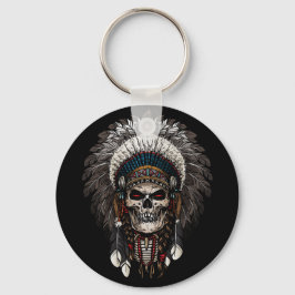 Chaveiro Tatuagem do Crânio Chefe Indiano