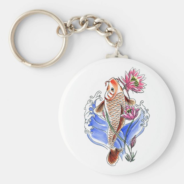 Chaveiro Tatuagem legal Oriental Classic de Koi Carp Fish L (Frente)