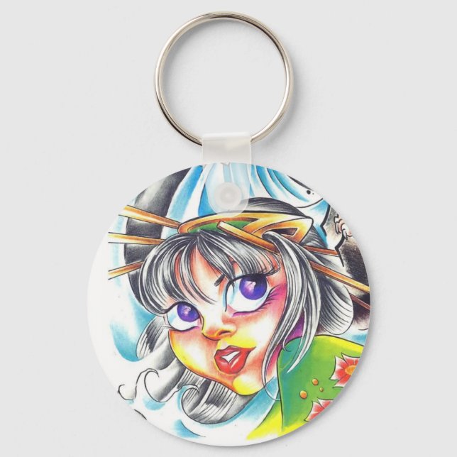 Chaveiro tatuagem oriental feminina (Frente)