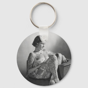 Chaveiro Tatuagem Sailor Girl Vintage Foto B&W