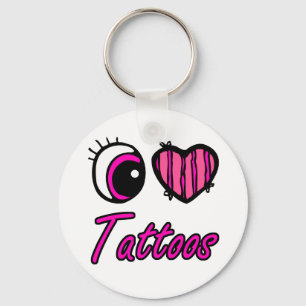 Chaveiro Tatuagens de Coração de Olho Emo Eu Amo