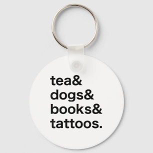 Chaveiro Tatuagens de Livros de Cães de Chá _1