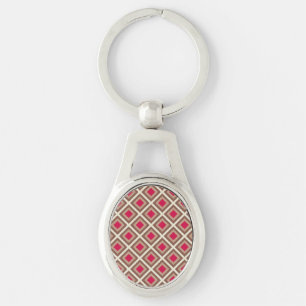 Chaveiro Taupe, Taupe Claro, Diamantes de Ikat Rosa Choque
