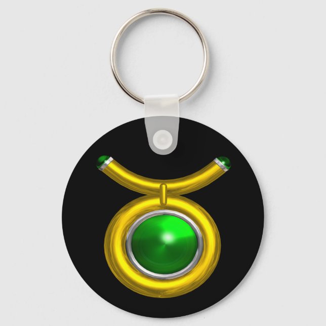 CHAVEIRO TAURUS/DOURADO,VERDE EMERALD ZODIAC SINAL JEWEL (Frente)