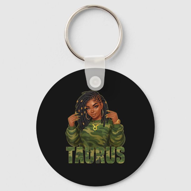 Chaveiro Taurus Queen Lock Black Woman Camo Sinal Zodiac (Frente)
