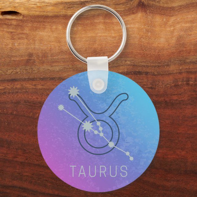 Chaveiro Taurus Zodiac Sinal Watercolor Horoscope (Frente)