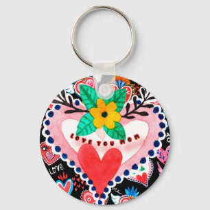Chaveiro Te Amo Mãe Dia de as mães Colorida Mexicana Hear