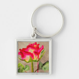 Chaveiro Tea Rosa de cor aquosa, arte floral moderna