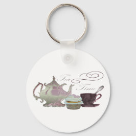 Chaveiro Tea Time Pink Hearts Art Cupcake