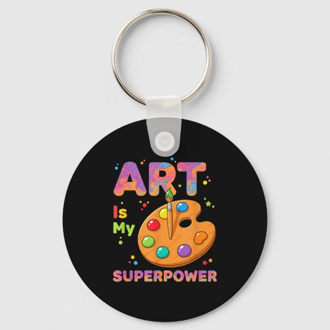 Chaveiro Teacher - Art Is My Superwer Art Teacher Drawing P (Frente)